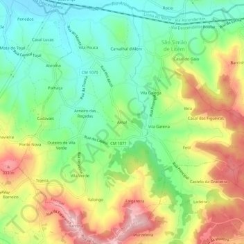 Arnal topographic map, elevation, terrain