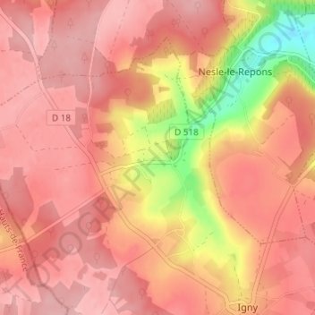 Comblizy topographic map, elevation, terrain