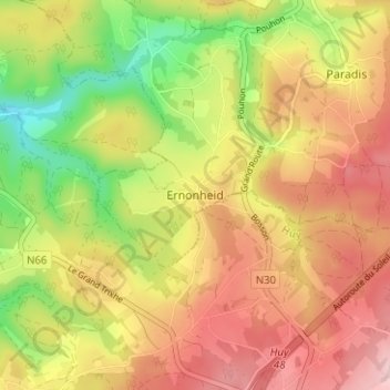 Ernonheid topographic map, elevation, terrain