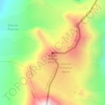 Volcán Peteroa topographic map, elevation, terrain