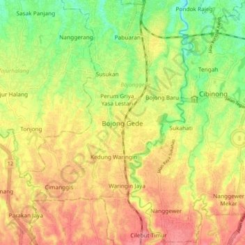 Bojong Gede topographic map, elevation, terrain