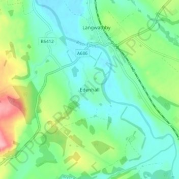 Edenhall topographic map, elevation, terrain