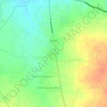 Paruvai topographic map, elevation, terrain