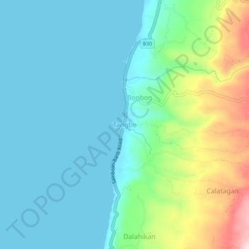 Tangbo topographic map, elevation, terrain