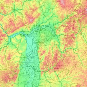 Darmstadt-Dieburg topographic map, elevation, terrain