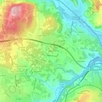 Boyeux topographic map, elevation, terrain