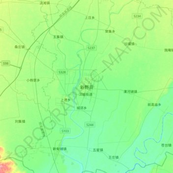 新野县 topographic map, elevation, terrain