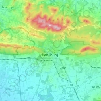 Bad Iburg topographic map, elevation, terrain