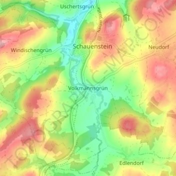 Volkmannsgrün topographic map, elevation, terrain