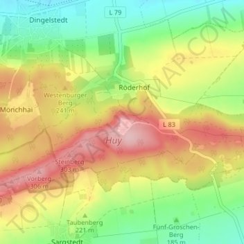 Huysburg topographic map, elevation, terrain