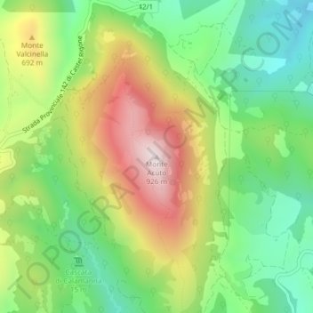 Monte Acuto topographic map, elevation, terrain