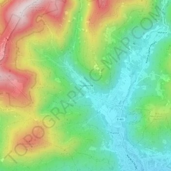 Chauveroche topographic map, elevation, terrain