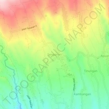 Senganan topographic map, elevation, terrain