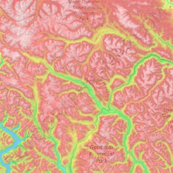 Squamish-Lillooet topographic map, elevation, terrain