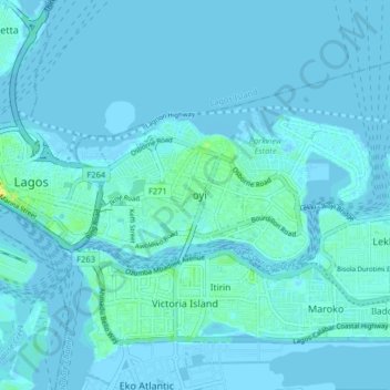 Ikoyi topographic map, elevation, terrain