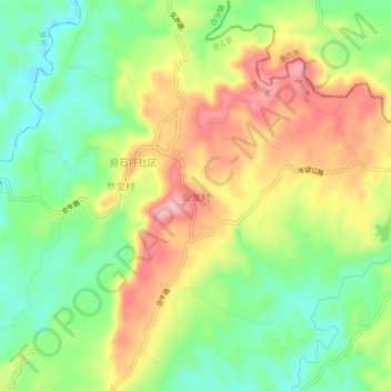 会龙村 topographic map, elevation, terrain