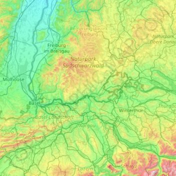 Waldshut topographic map, elevation, terrain