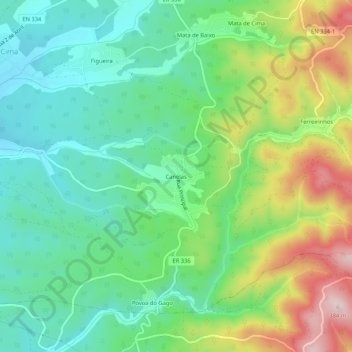 Canelas topographic map, elevation, terrain