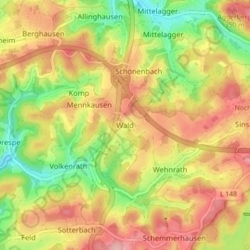 Wald topographic map, elevation, terrain