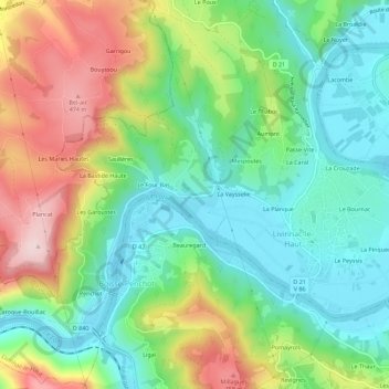 Le Four Haut topographic map, elevation, terrain