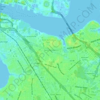 Saint Nicholas topographic map, elevation, terrain