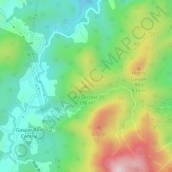 Morro do Serrote topographic map, elevation, terrain
