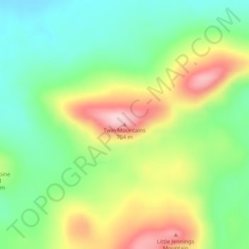 Twin Mountains topographic map, elevation, terrain