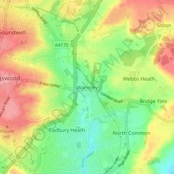 Warmley topographic map, elevation, terrain