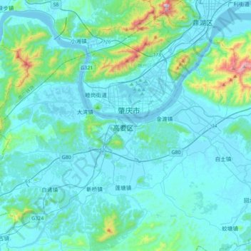Gaoyao topographic map, elevation, terrain