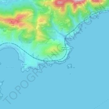 Anthéor topographic map, elevation, terrain