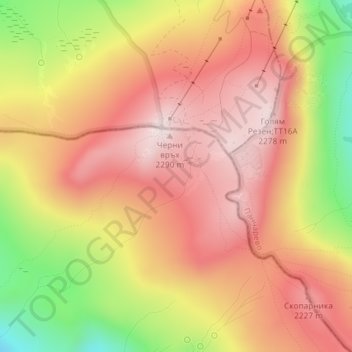 Vitosha topographic map, elevation, terrain