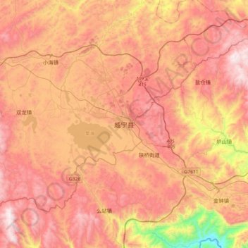 威宁县 topographic map, elevation, terrain