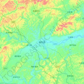 麻阳县 topographic map, elevation, terrain