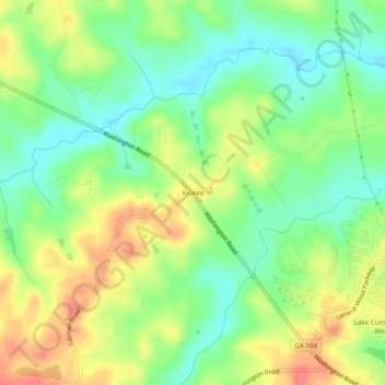 Kiokee topographic map, elevation, terrain