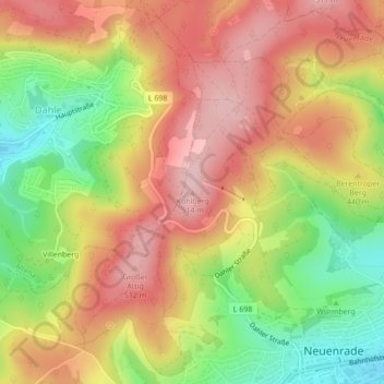 Kohlberg topographic map, elevation, terrain