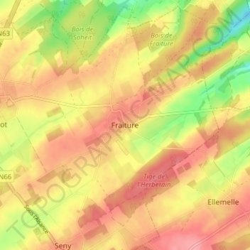 Fraiture topographic map, elevation, terrain