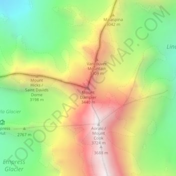 Mount Dampier topographic map, elevation, terrain