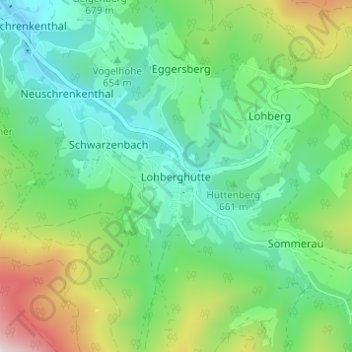 Lohberghütte topographic map, elevation, terrain