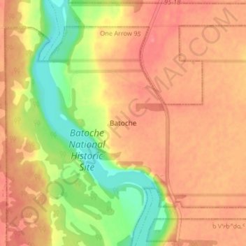 Batoche topographic map, elevation, terrain