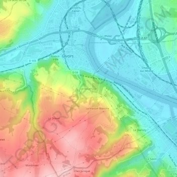 Le Bouchage topographic map, elevation, terrain