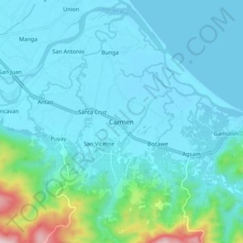 Carmen topographic map, elevation, terrain