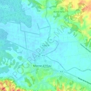 Richeval topographic map, elevation, terrain