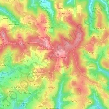 Les Brandes topographic map, elevation, terrain