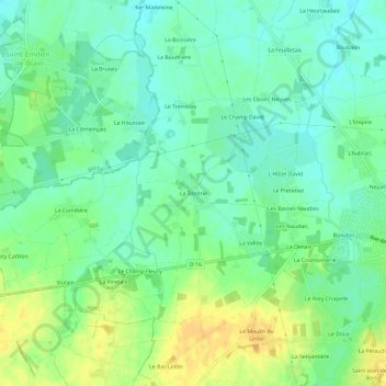 La Tondrie topographic map, elevation, terrain