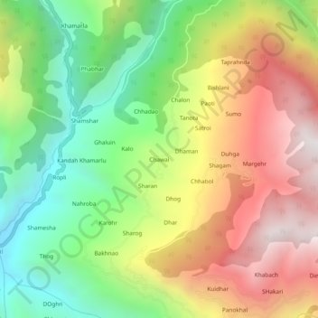 Chawai topographic map, elevation, terrain