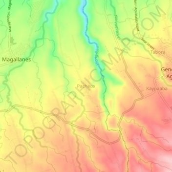 Pacheco topographic map, elevation, terrain