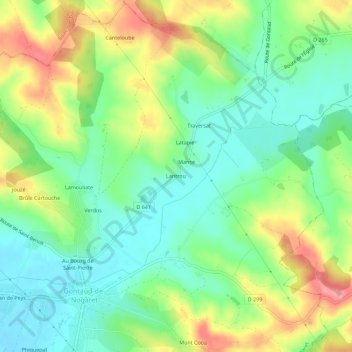 Lantrou topographic map, elevation, terrain
