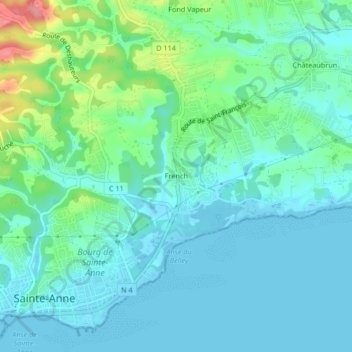 French topographic map, elevation, terrain