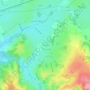 Les Landes topographic map, elevation, terrain
