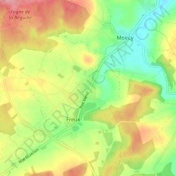 Freux-Ménil topographic map, elevation, terrain